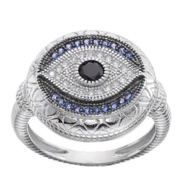 Contessa Di Capri Jewelry - Evil Eye Ring-Sterling Silver cubic zirconia/blue stone w/ accents-NWT BOXED